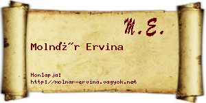 Molnár Ervina névjegykártya